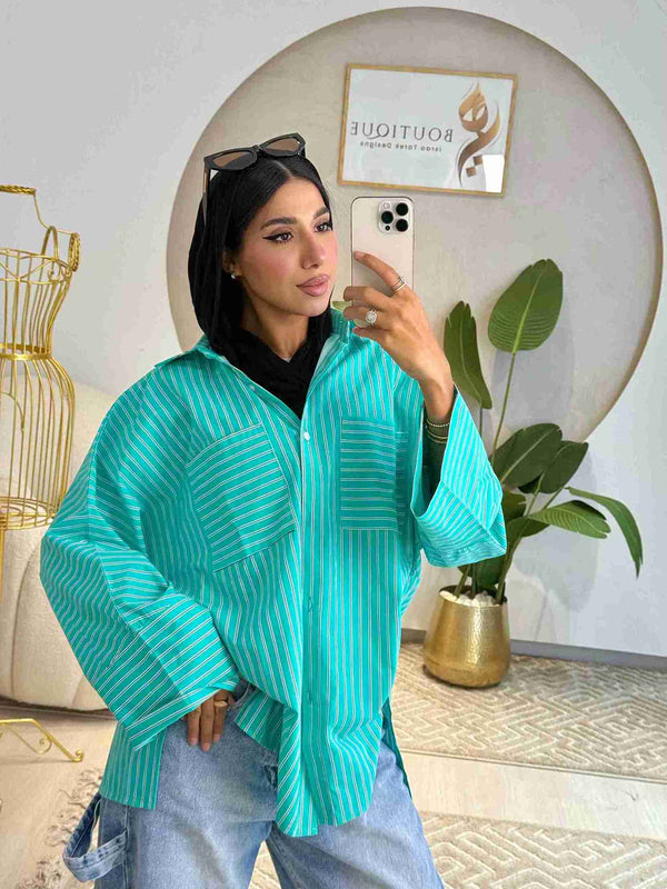 Striped shirt green
