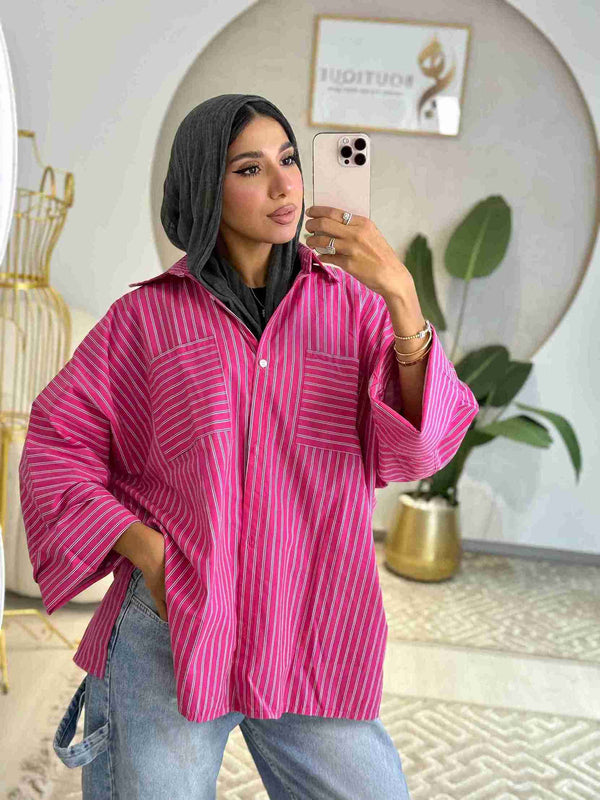 Striped shirt fuchsia