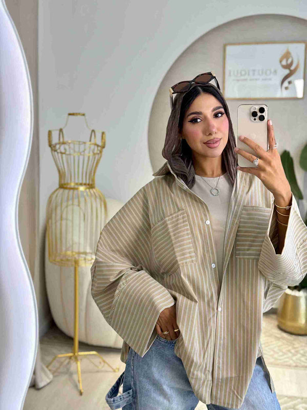 Striped shirt beige