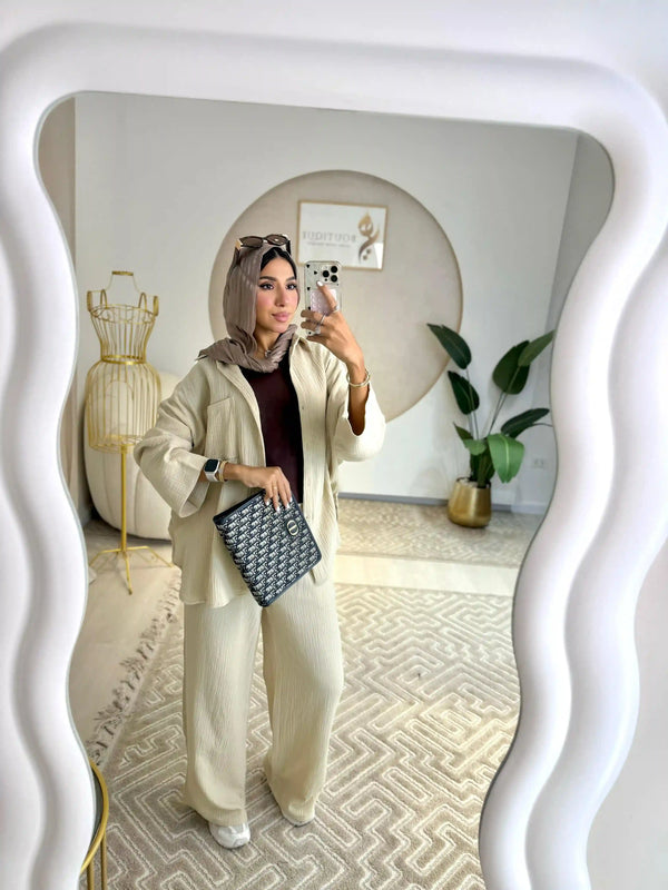 Crinkle set Beige