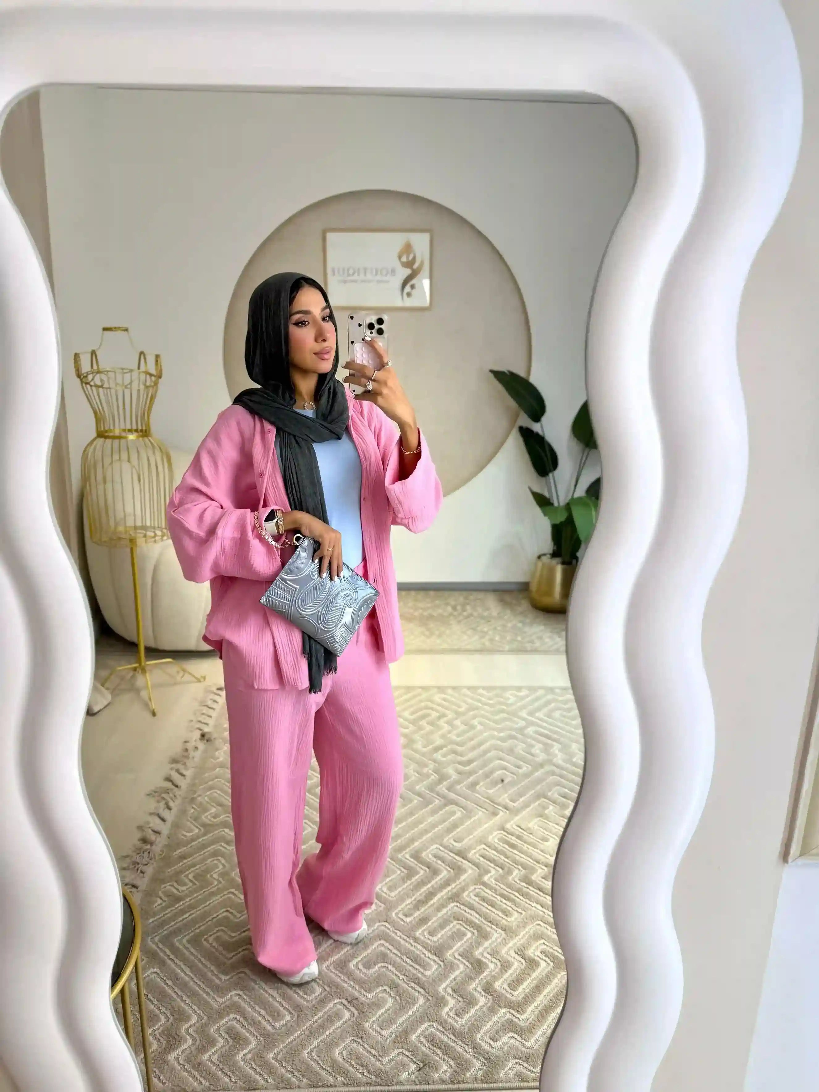Crinkle set dark pink