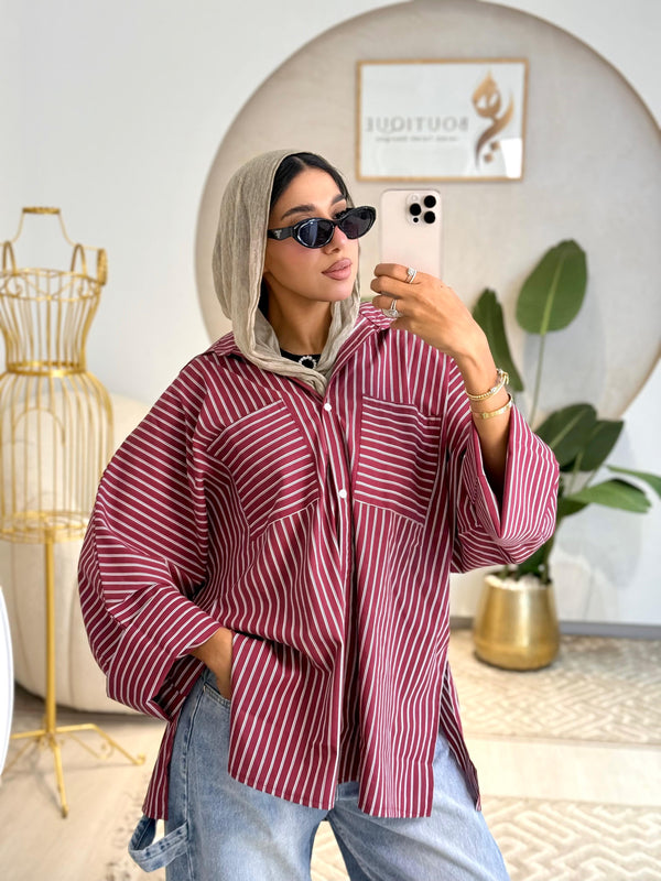 Striped shirt burgundy