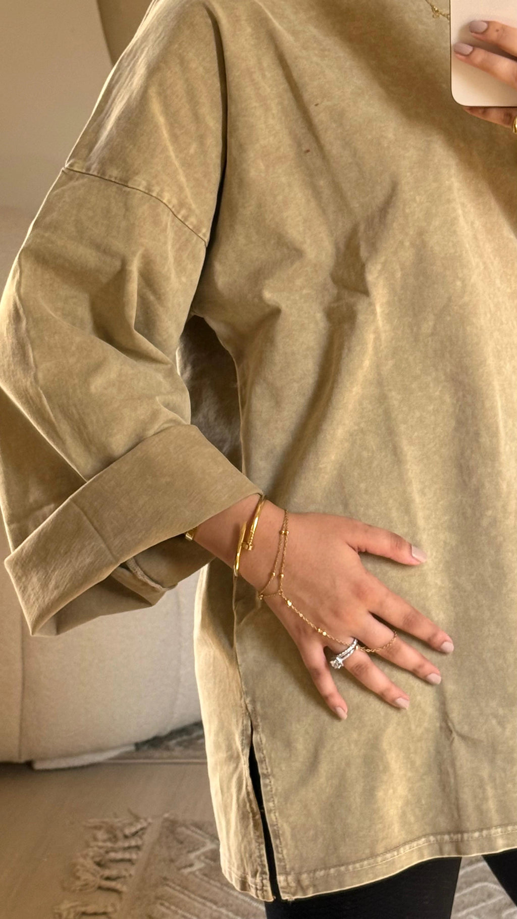 Washed T-shirt Beige