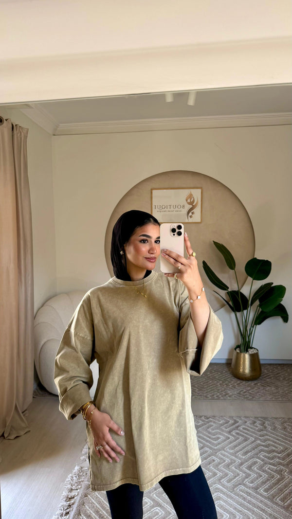 Washed teshirt Beige