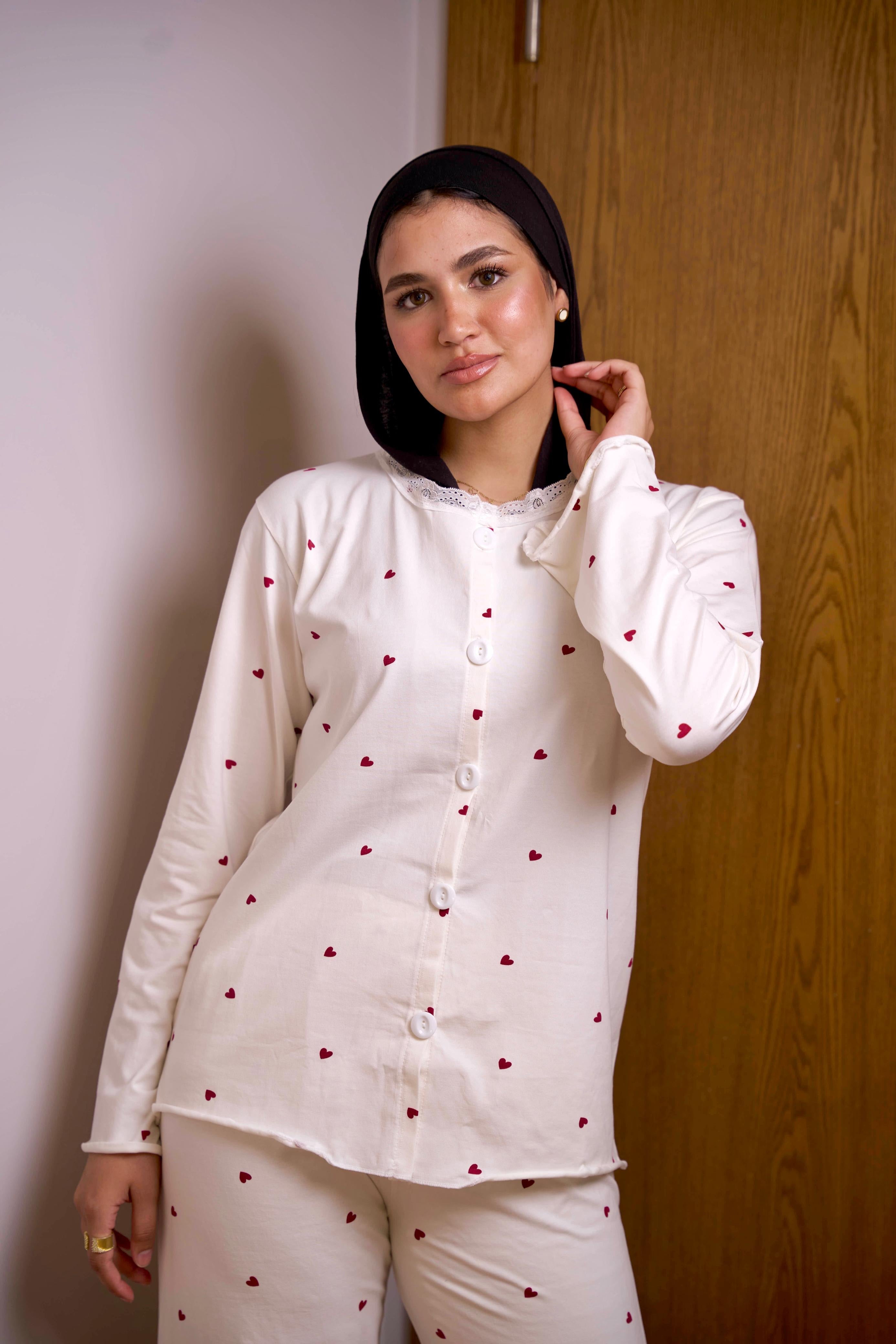 Off-White Long Sleeve Pajama Set