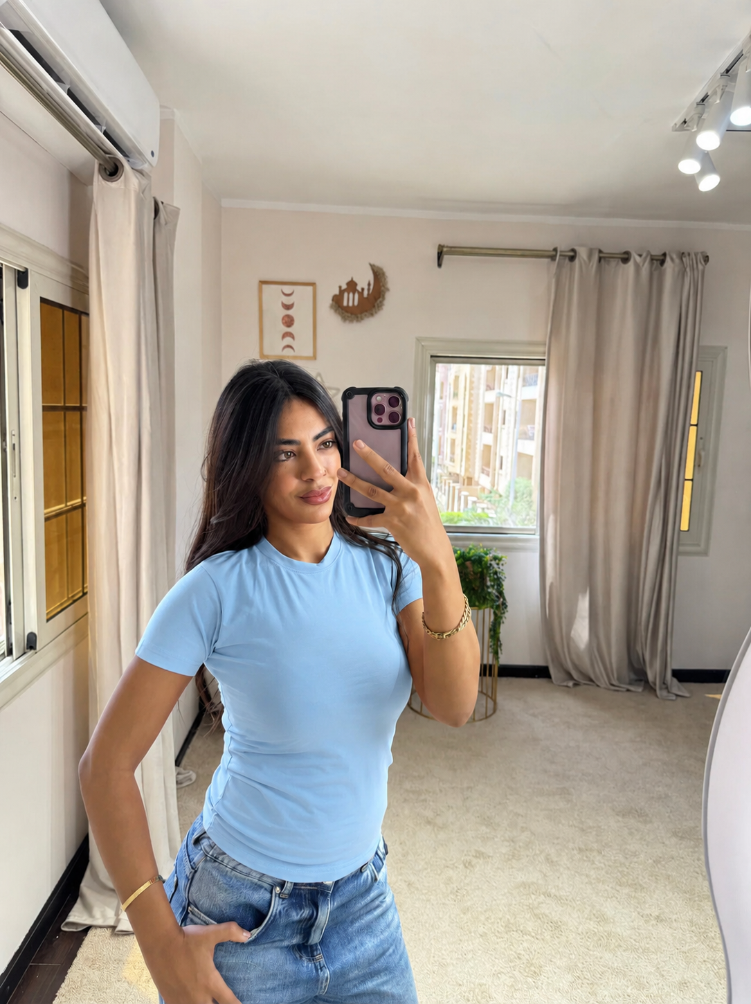 Half-Sleeve Top Baby blue