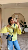Cropped cotton T-shirt Butter Yellow