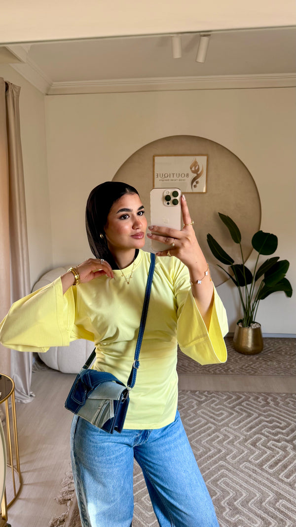 Cropped cotton T-shirt Butter Yellow