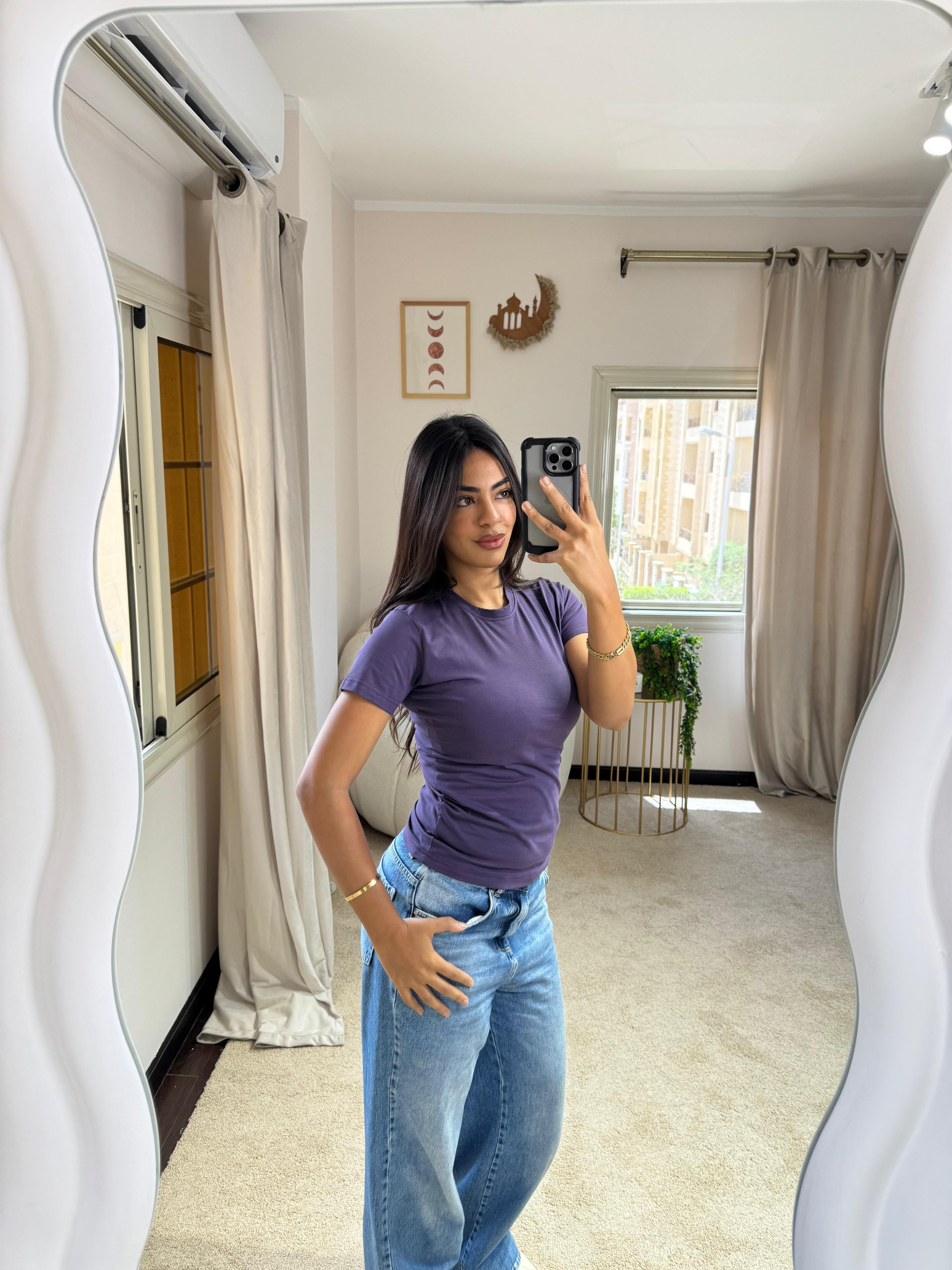 Half-Sleeve Top New Purple
