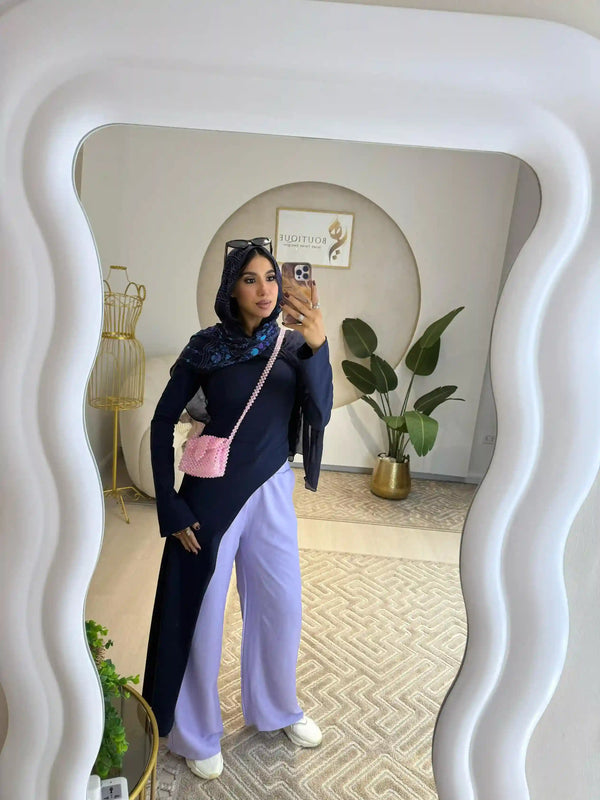 Navy Belt Blouse