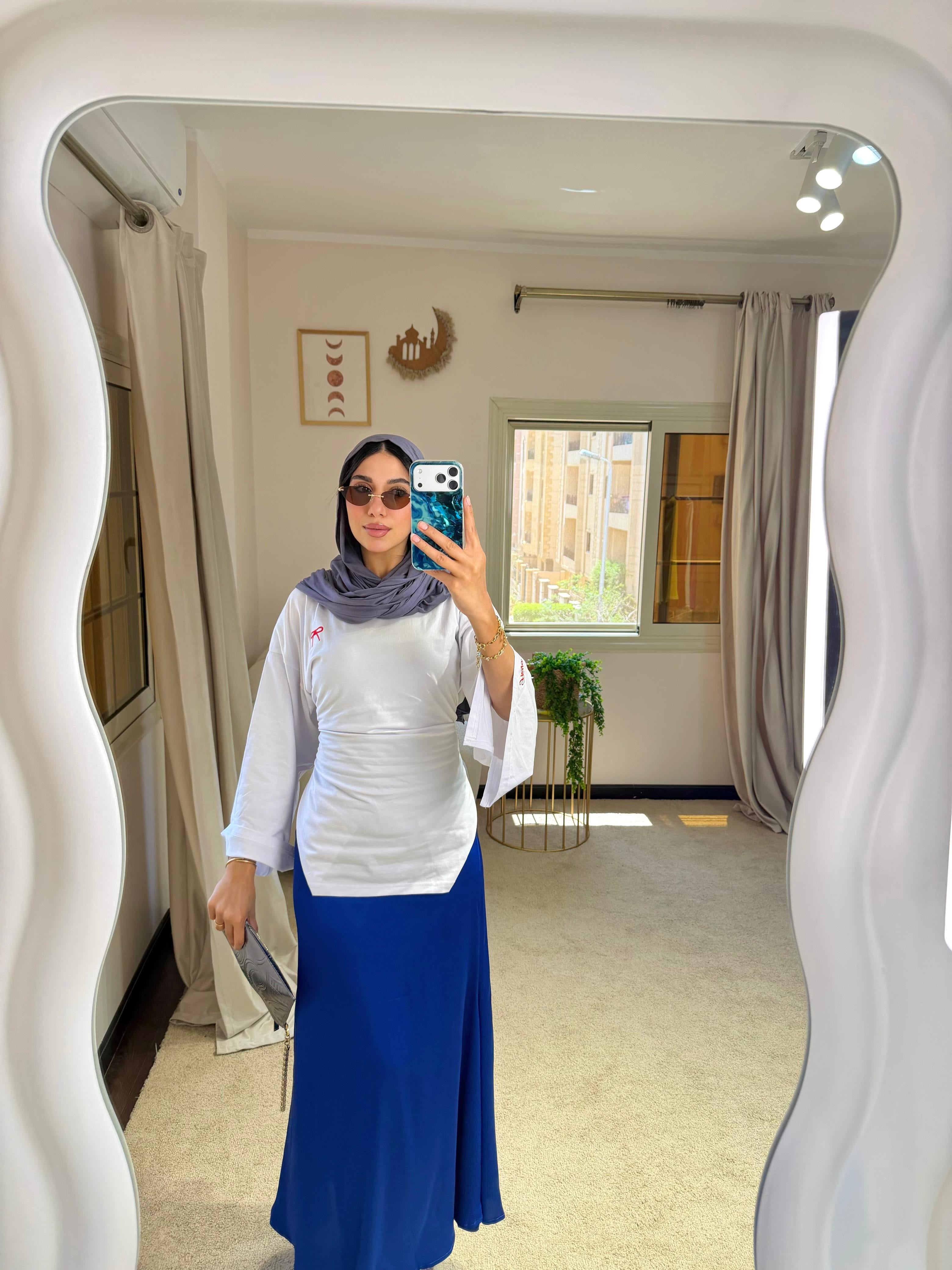 Blue Satin Skirt