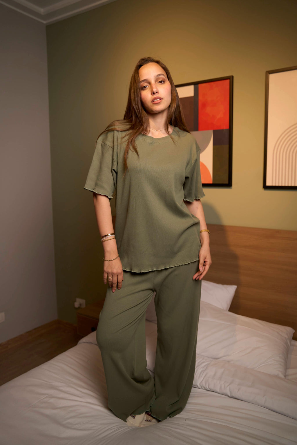 Plain Olive Pajama Set