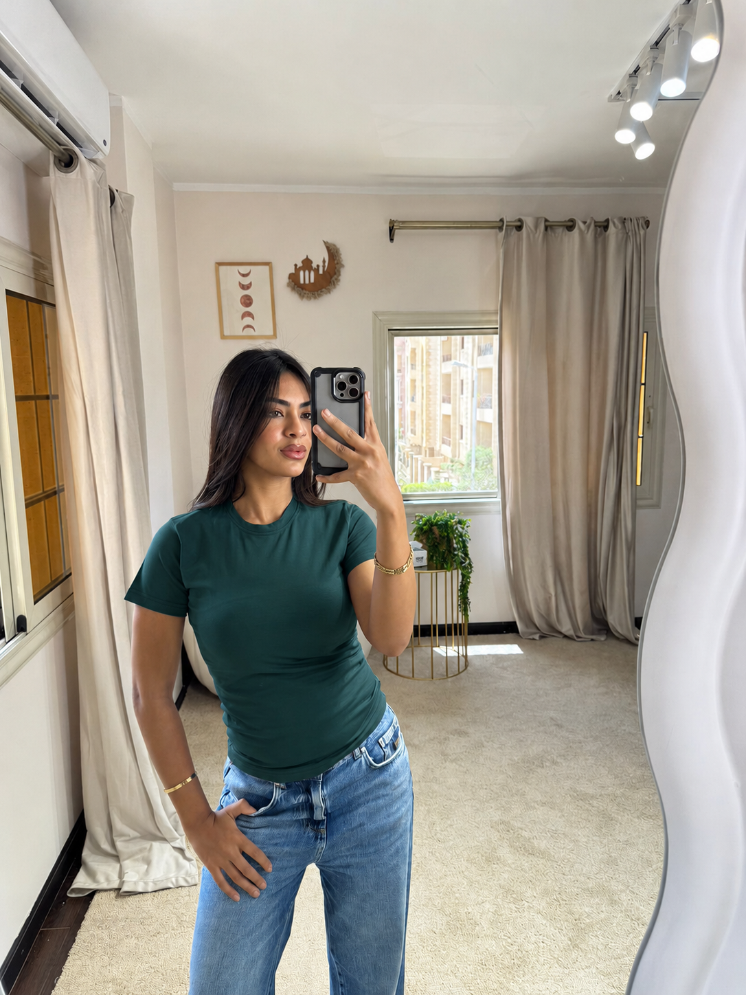 Half-Sleeve Top Dark Green