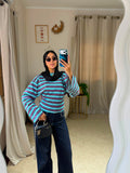 Striped Fitted T-shirt - Turquoise