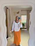Light Orange Satin Skirt