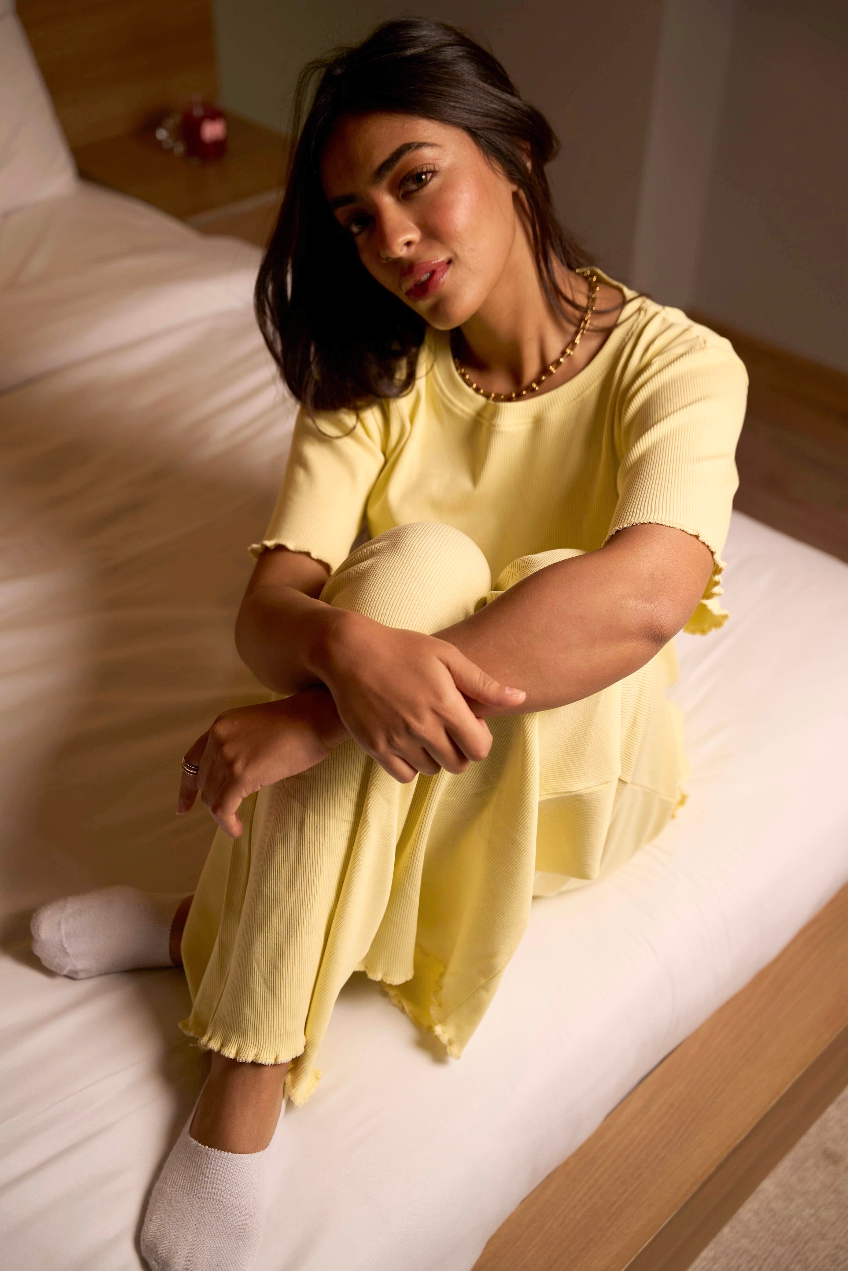 Plain Butter Yellow Pajama Set