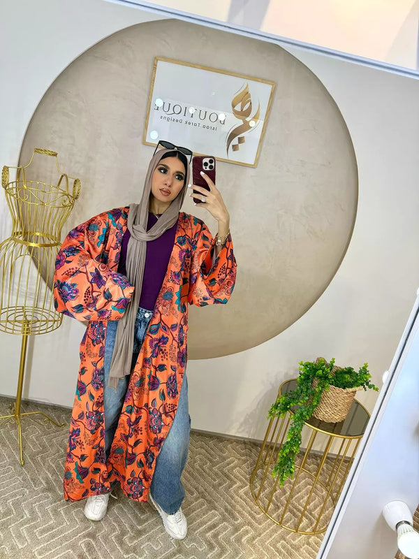Printed Cardigan Orange
