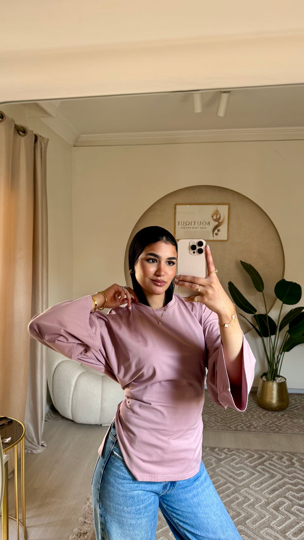 Cropped cotton T-shirt Nude